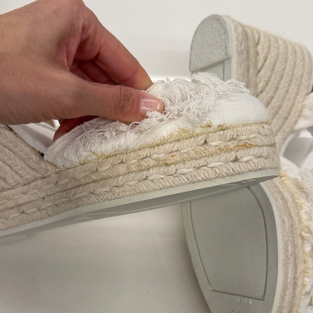 Castaner Cream Fringe Espadrille Wedge Sandals - Picture 4 of 5